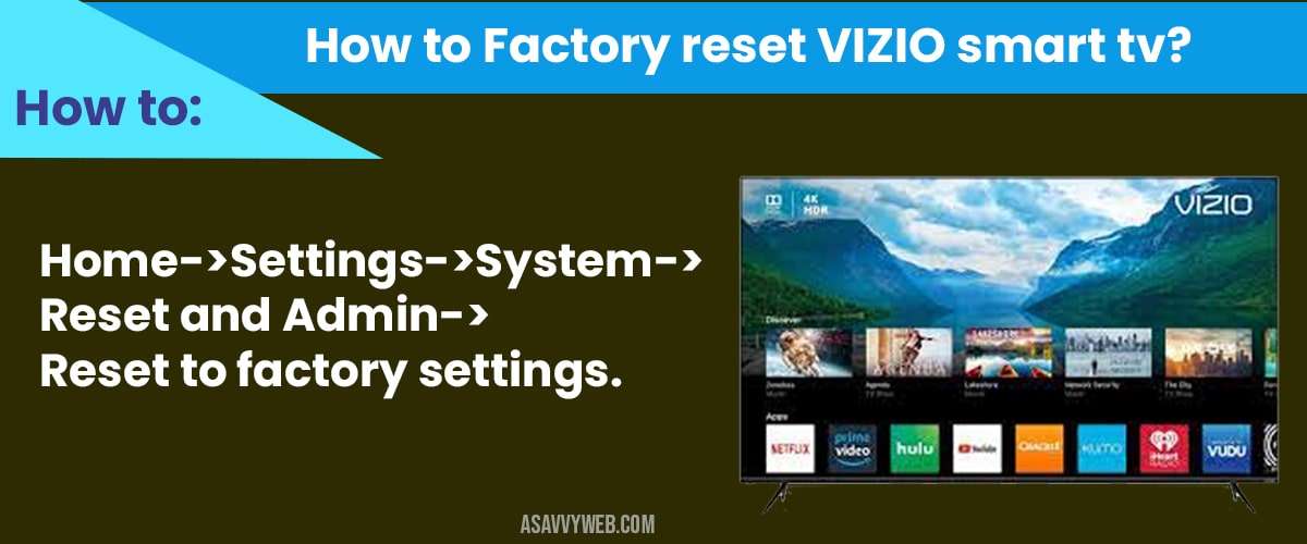 How to Factory reset VIZIO smart tv?